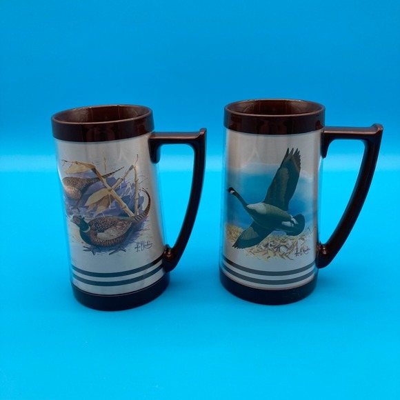Vintage Thermo-Serv Les Kouba Wildlife Mugs - Set of 2 (Goose & Pheasant) - Picture 5 of 8